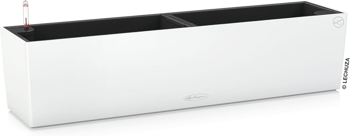 Lechuza 15680 Balconera Color 80 Self-Watering Planter for Indoor and Outdoor Use, 31" x 7" x7", White Matte
