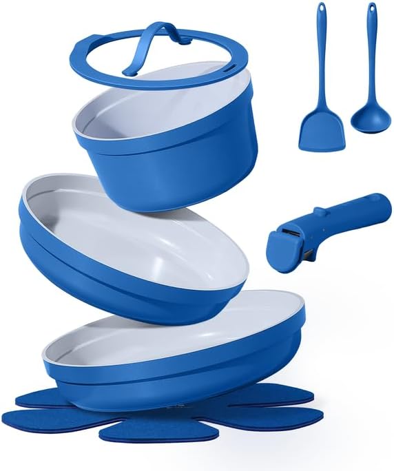 CAROTE 9pcs Pots and Pans Set,Ceramic Cookware Sets Non Stick with Det