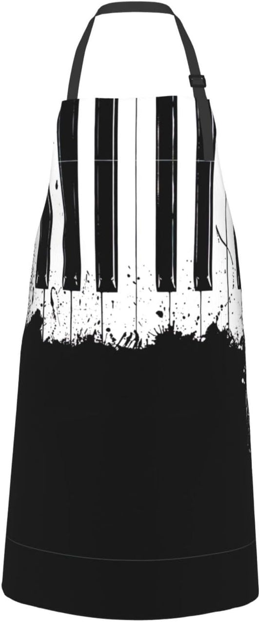 Piano print Waterproof apron with pocket adjustable cooking apron for adult kitchen bibs to bake