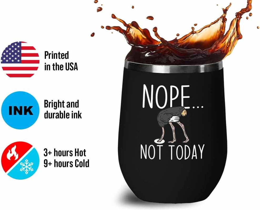 Bird Lover Black Edition Wine Tumbler 12oz - Nope not Today - Hummingb