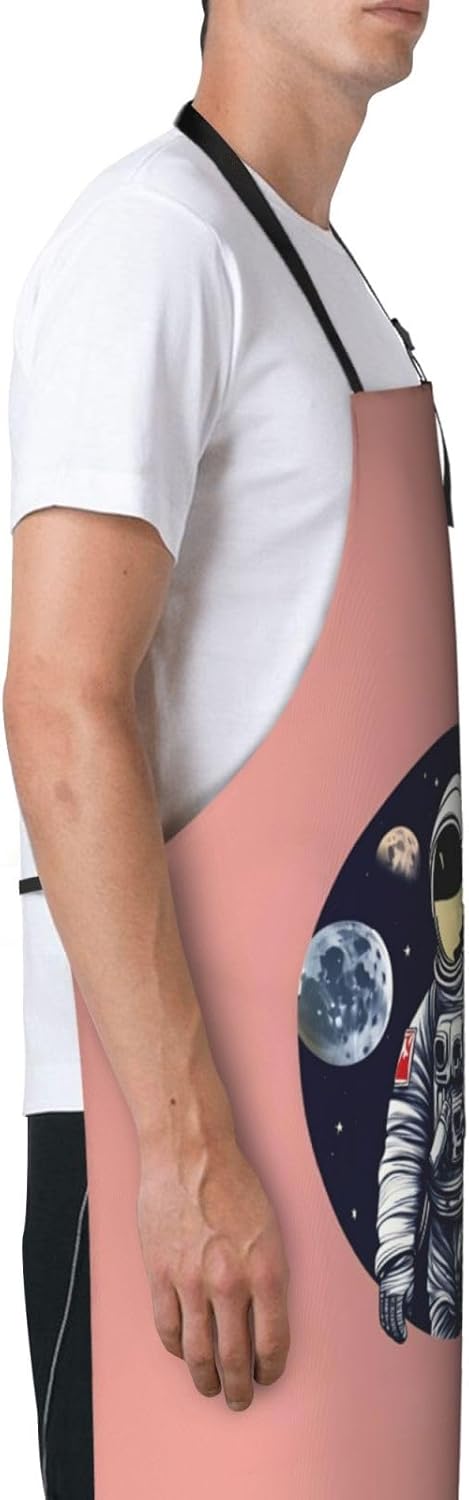 Astronaut on The Moon 1 print Waterproof chef's apron with pocket apron for kitchen cooking baking barbecue and gardening