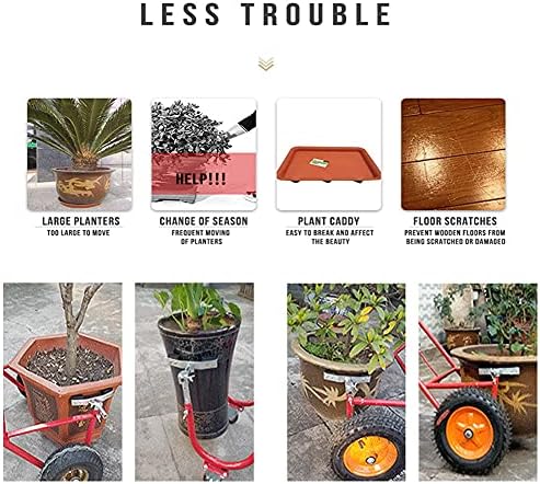 Adjustable Garden Pot Mover with Flat-Free Wheels - Heavy-Duty Potted Plant Transporter, Max 440 Lbs Capacity, Includes Assembly Tool for Effortless Gardening