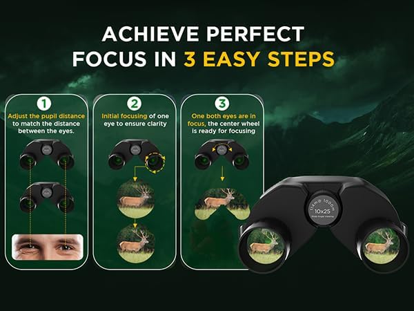 10x25 High-Powered Compact Binoculars for Adults – Long Range Bird Watching, Travel for Cruise Ship, Lightweight Small for Hiking, Sports & Outdoor Adventures
