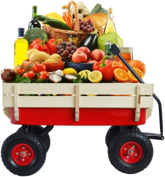 Garden Cart Utility Wagon 176 LBS Loading Capacity Steel Garden Wagon 