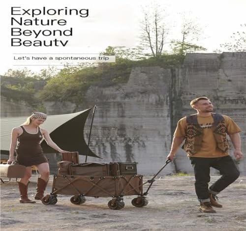 Portable Camping Cart,Outdoor Beach Camping Folding Trolley Cart with Portable Picnic Table Lightweight and Convenient for Gathering and Camping Trips