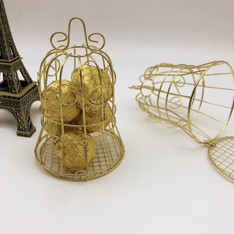 Outdoor Bird Feeder Small Hanging Fat Holder Gold Metal Cage Suet Balls Feeders Easy to Fill Feeding Tool Fat Bird Feeder