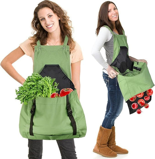 Osznmmg Gardening Apron with Pockets Gardening Apron for Harvesting Waterproof Adjustable Apron for Garden Mother's Day Gift