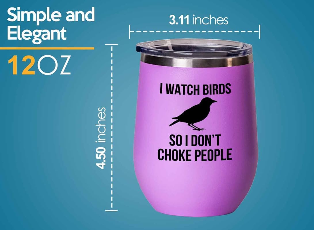 Birding Pink Edition Wine Tumbler 12oz - I watch birds - Bird Feeder B