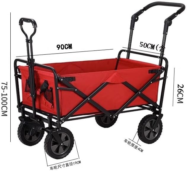 Folding Wagon Cart Beach Wagon Grocery Wagon Outdoor Folding Utility Wagon Heavy Duty Shopping Cart Garden Truck Adjustable Handle Folding Camping Wagon Wagon Garden Wago