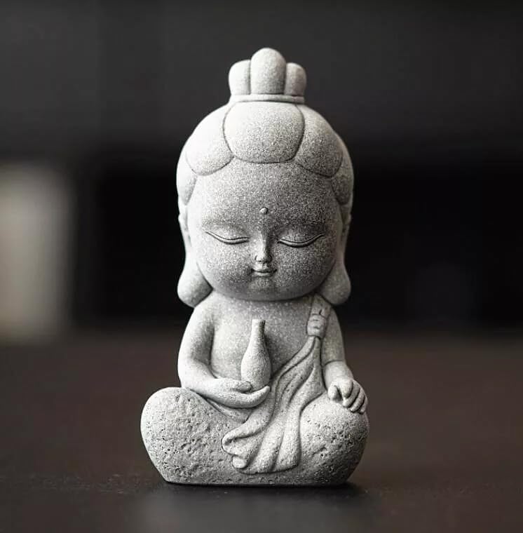 4.7" Sculpture Gifts GuanYin Ornament Simple Home Outdoor Statue Grave