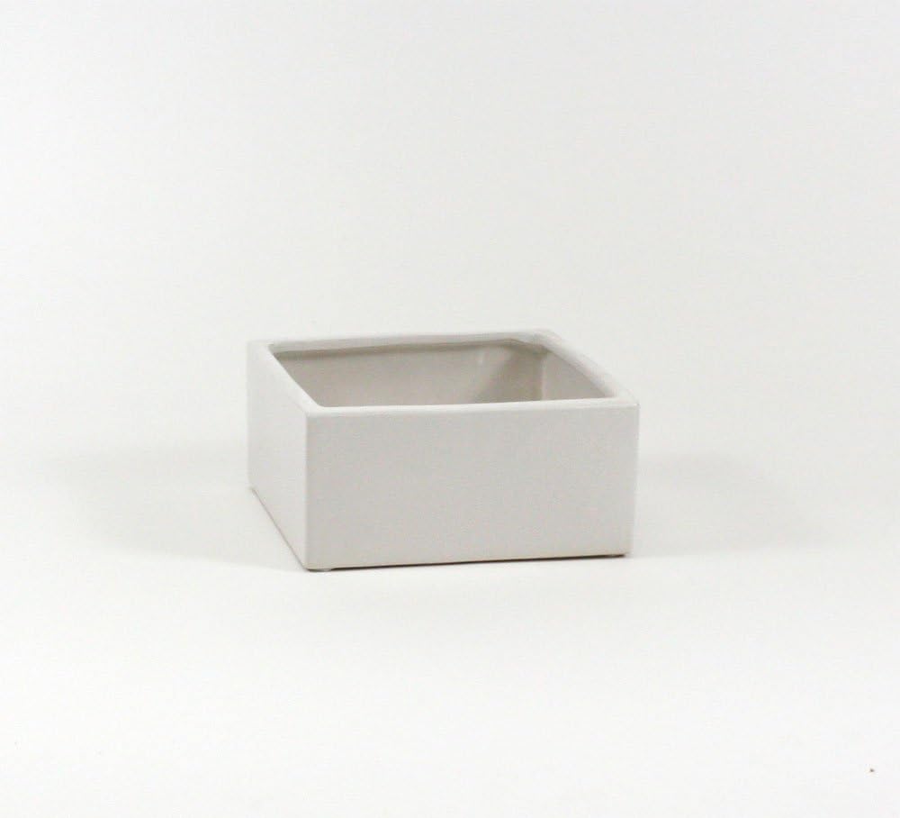 WGV AZ_CBC0804WT Modern Block Ceramic Pot, White