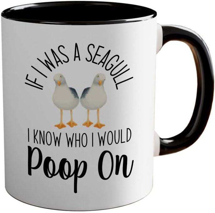 Bird Lover Two Tone Black Edition 11oz - Seagull Poop on - Hummingbird