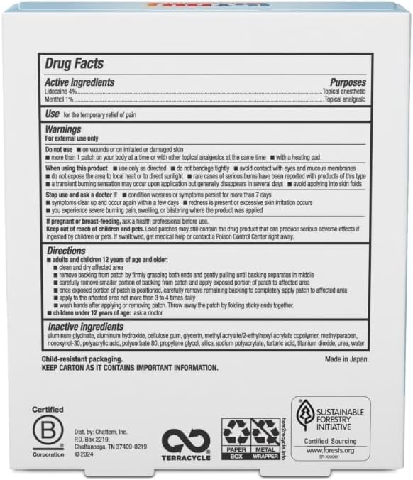 Icy Hot Max Strength Lidocaine Pain Relief Patch (5 Count) Penetrates 