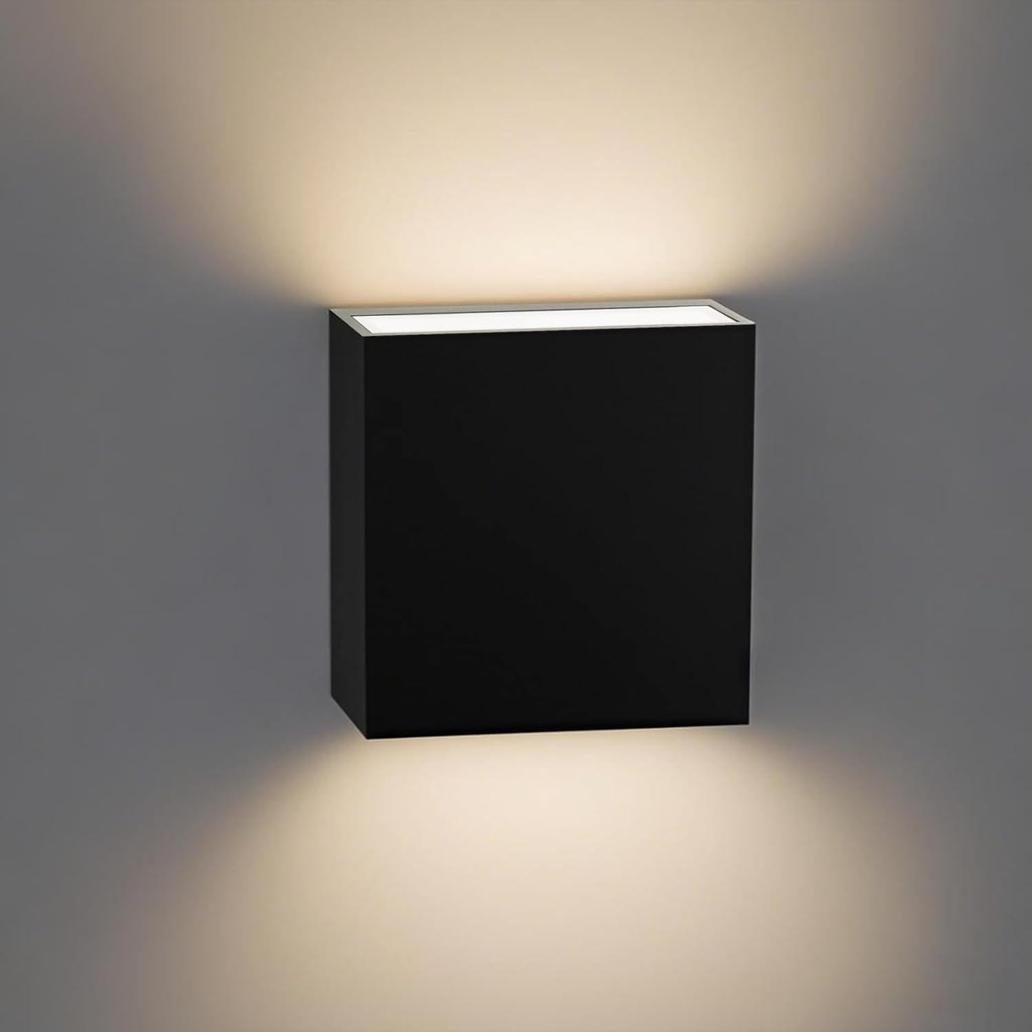 Modern Outdoor Wall Light, Up Down LED Sconce in Black Aluminum, Water