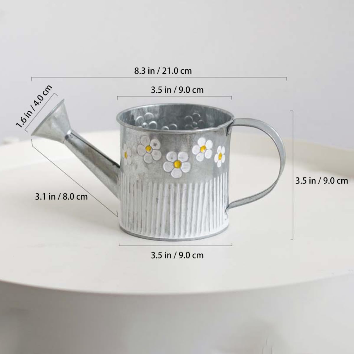 Milisten Iron Flower Vase Watering Pot Shape with Embossed Pattern, Me