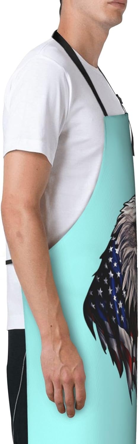 YANYU Flying Eagle Print 28x33 In Kitchen Apron Stylish Chef Apron with Pockets for Cooking Baking Painting