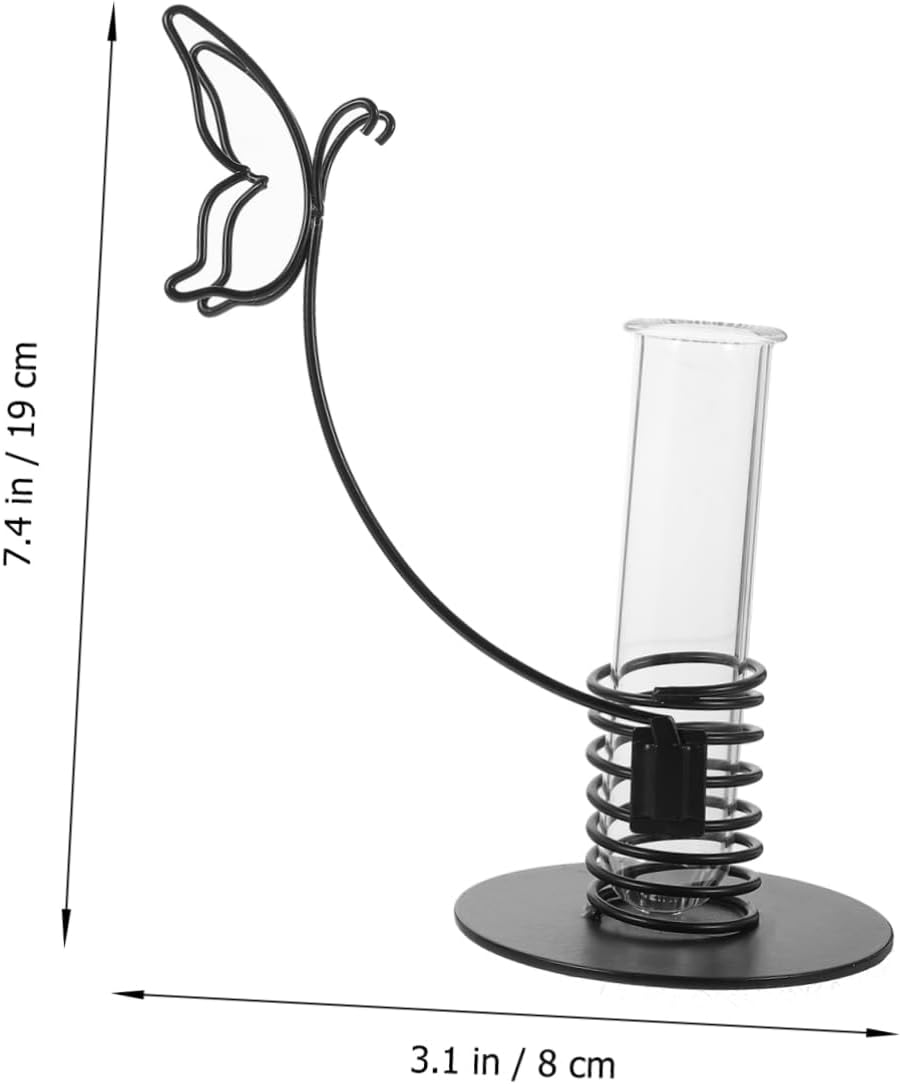 PRETYZOOM Nordic Style Glass Tube Planter with Iron Frame Elegant Hydr