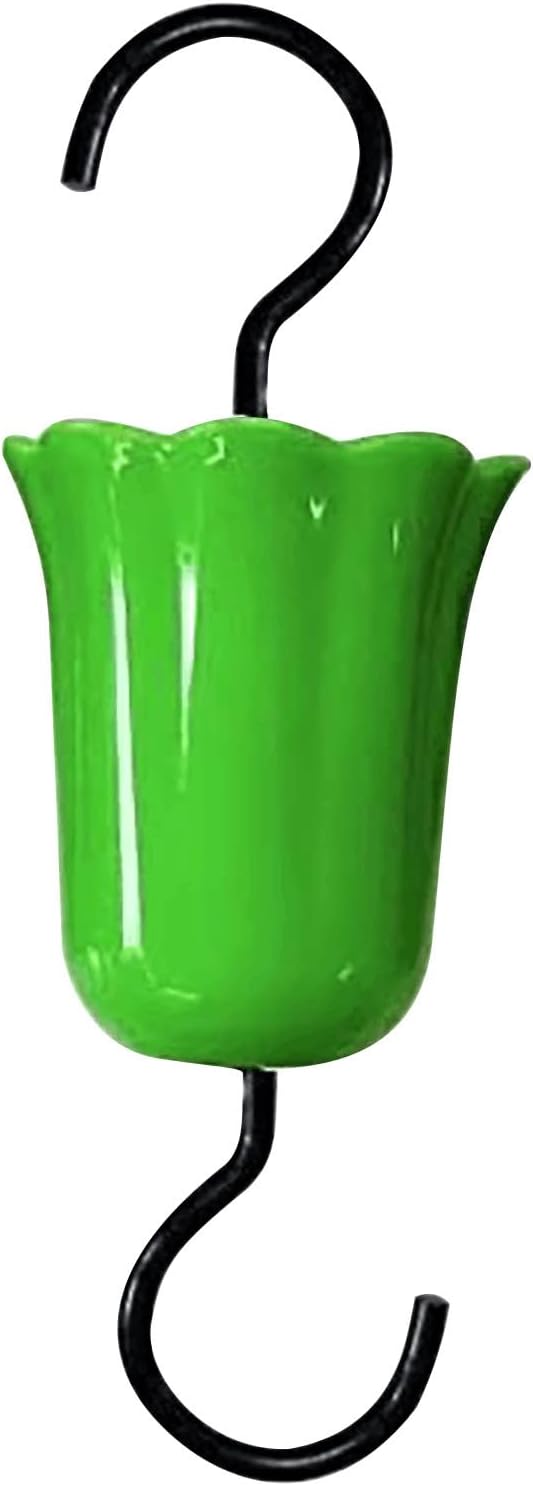 Ant Moat for Hummingbird and Oriole Feeders, Red Flower Hummingbird Feeder Ant Guard, Hummingbird Feeder Accessory Hooks, Made of Durable Plastic, Metal & Rustproof S Hooks, (Green)