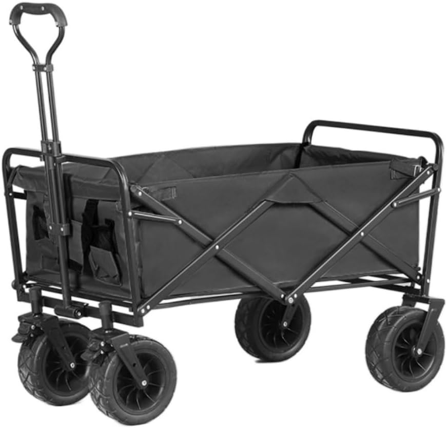 Portable Camping Cart,Heavy Duty Folding Camping Beach Trolley Cart wi