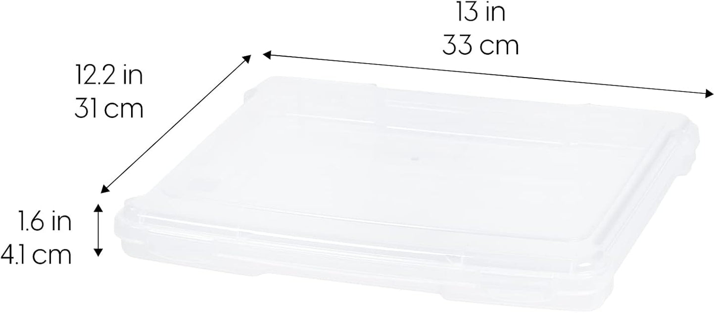 IRIS USA Board Game Storage Craft Organizer Box with Snap-Tight Latch Lid, 10-Pack Portable Plastic Case Bin for Puzzles, Magazines, Hobbies, Art Supplies, Fits 8.5" x 11" & A4 Papers, Slim, Clear