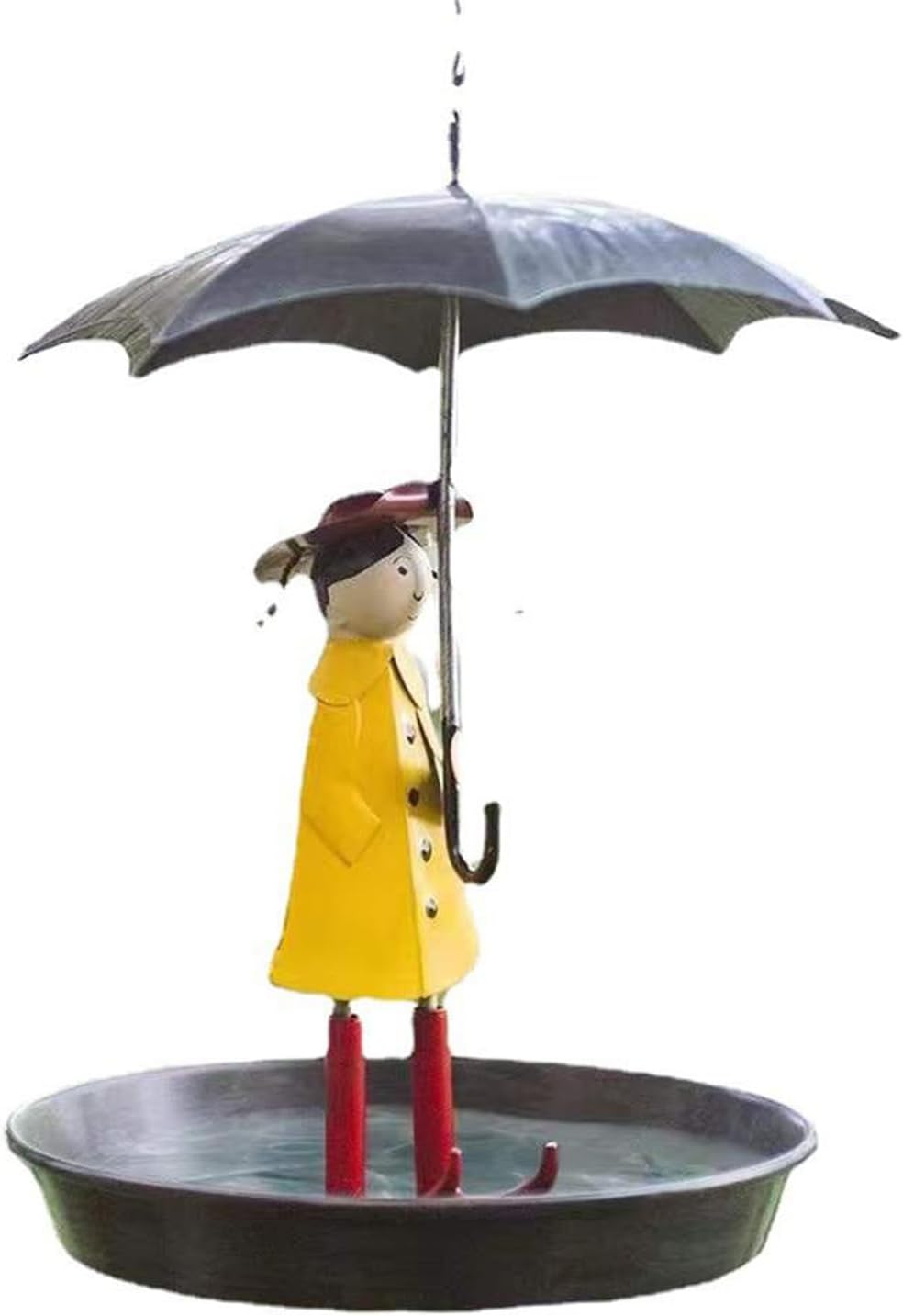 Bird Feeders for Outdoors Hanging, Metal Hanging Chain Girl Hummingbird Feeders Tray Outside for Bird Bath Umbrella for Garden Yard Decoration
