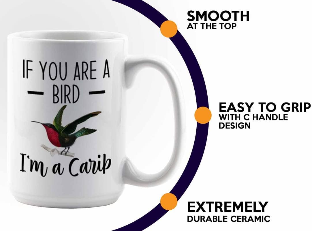 Bird Lover Coffee Mug 15oz White - Bird and carib - Hummingbird Nest Cage Parrot Dad Gardening Outdoor Birdwatcher Feeder