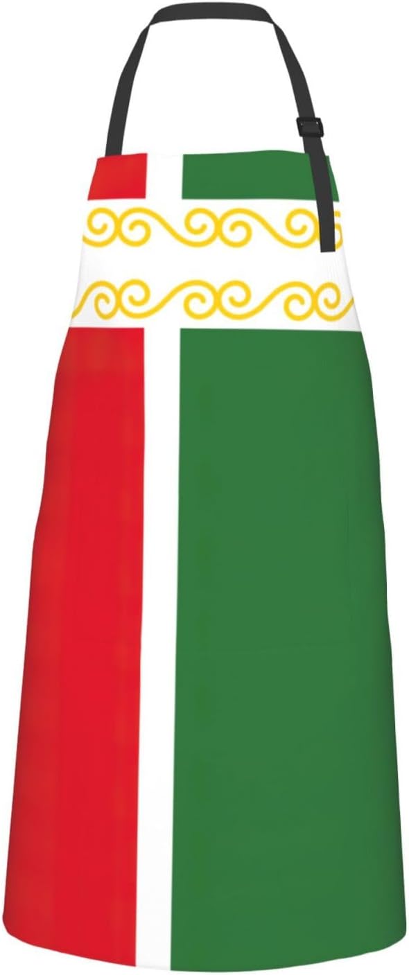 Flag of the Chechen Republic Print 28 x 33in Waterproof Apron with Pockets Fashionable Versatile Smock for Baking
