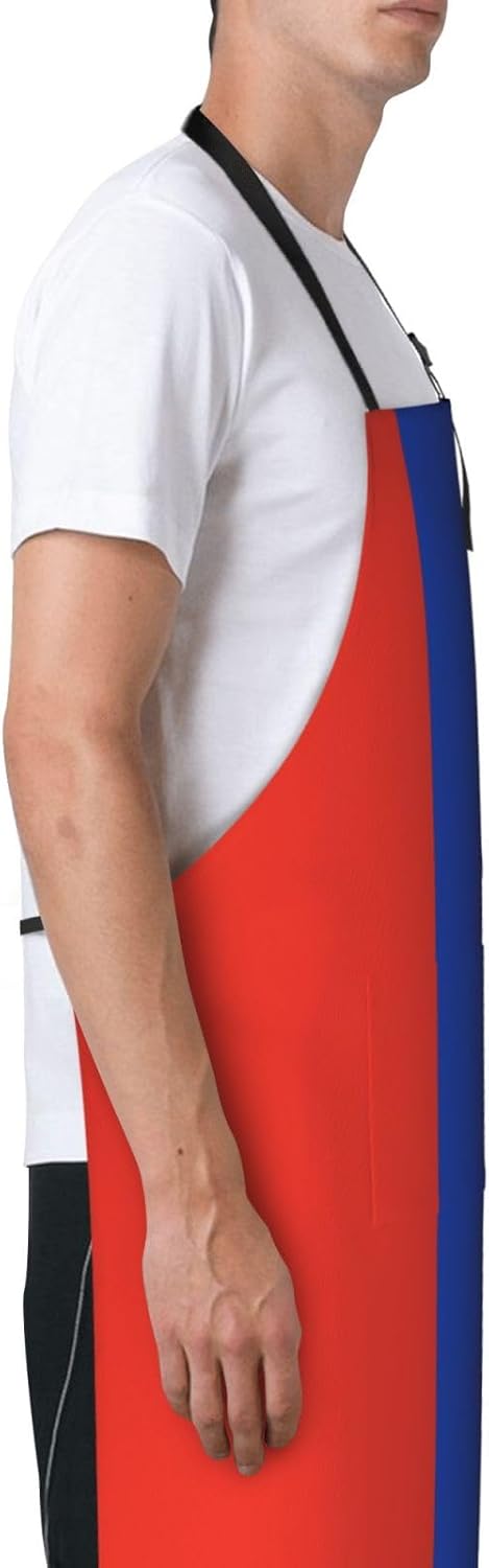 Russian flag print Waterproof chef's apron with pocket apron for kitchen cooking baking barbecue and gardening