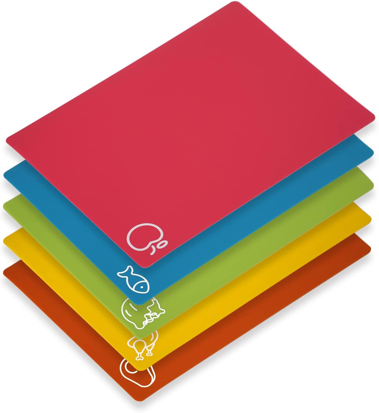 Goodluck 5 Pieces Flexible Cutting Boards, BPA Free Plastic Cutting Bo