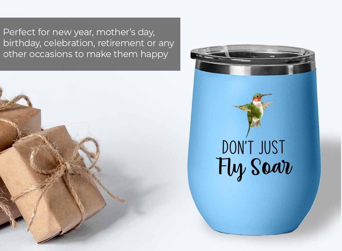 Bird Lover Blue Edition Wine Tumbler 12oz - Don't just fly soar - Humm