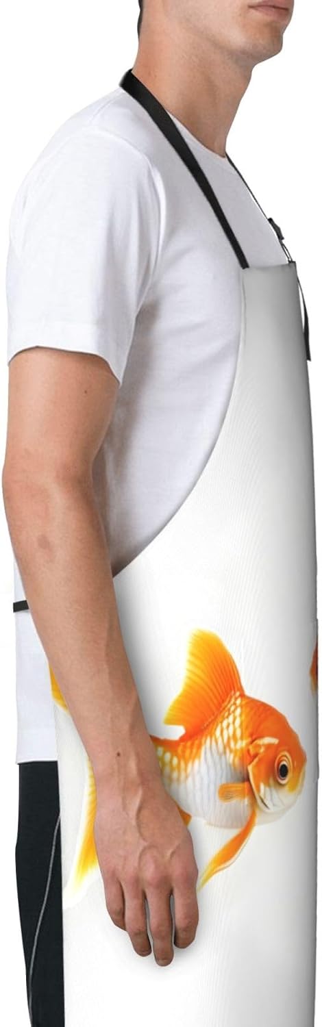 Cute goldfish Print Laundry apron 28x33 In Waterproof Kitchen Apron with Pockets for Cooking Baking