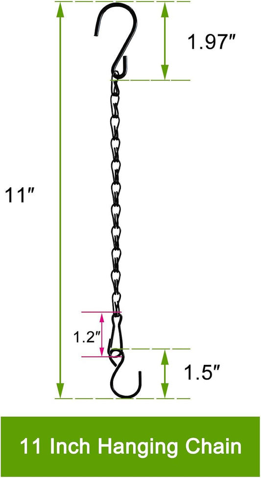 Chain for Hanging Plants,11 Inch Black Hanging Chain, Small Hanging Basket Chain Kits with Hooks for Bird Feeder Hanging Basket Extender Porch Wind Chime (Black, 11 Inch-6PCS)