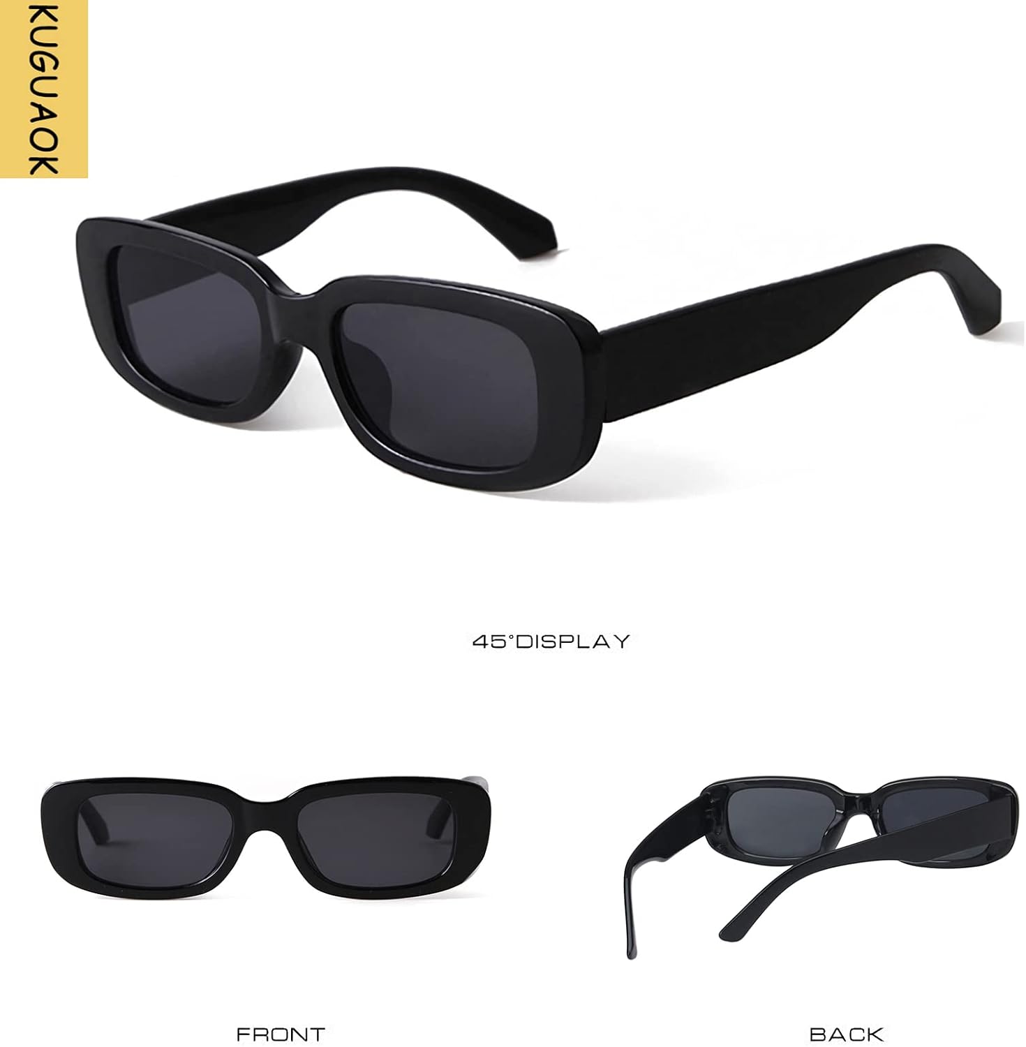 KUGUAOK Retro Rectangle Sunglasses Women and Men Vintage Small Square 