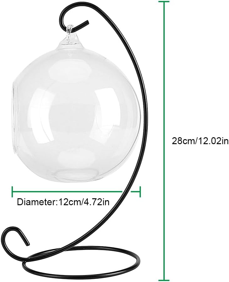 Air Plant Terrarium Kit with Stand, Hanging Glass VaseTerrarium Globe with Metal Ornament Display Stand Tabletop Glass Terrarium for Air Plants Succulent Planters Small Plants