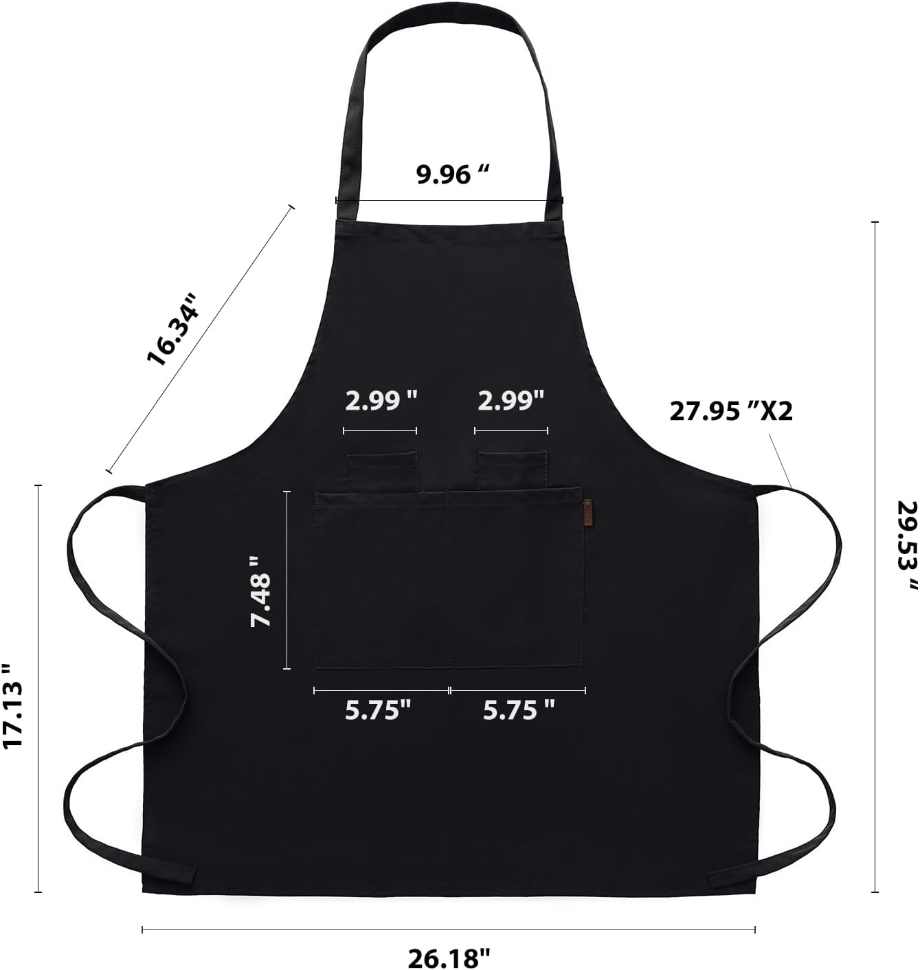 BOHARERS Chef Apron - Heavy 9.17oz Canvas Work Apron with 4 Pockets fo