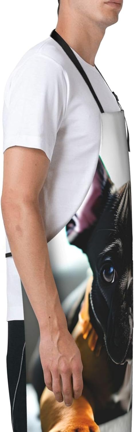 French Bulldog Print 28x33 In Adult Kitchen Apron with Pockets Versati