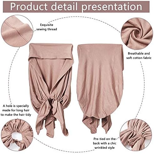 4 Pieces Slip-On Pre-Tied Head Scarves Women Headwear Turban Beanie Ca