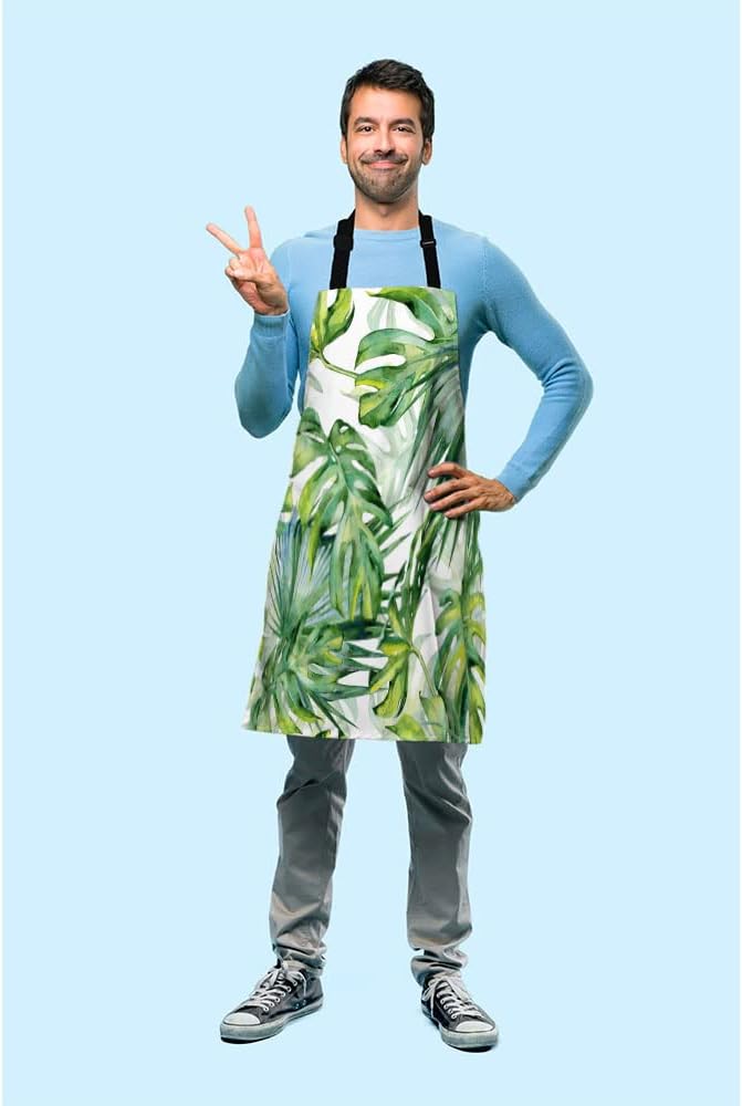 Tropical Palm Leaves Kitchen Bib Apron Beach Dense Jungle Foliage Flor