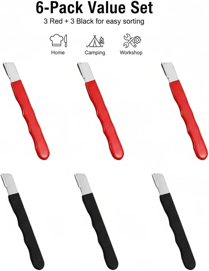 Clipper Blade Sharpener, 6 Pack Garden Tool Sharpener for Hedge Shears, Scissors, Pruning Shears, Hatchets, Sickle - Portable & Durable(3 Red, 3 Black)
