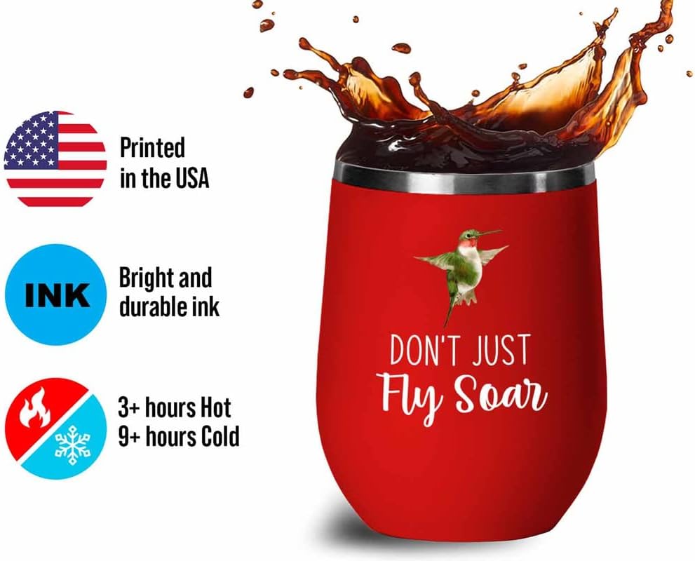 Bird Lover Red Edition Wine Tumbler 12oz - Don't just fly soar - Hummi
