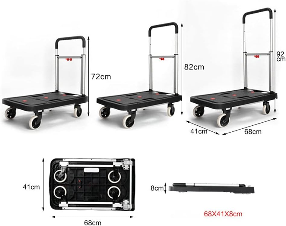 JSEIAJB Folding Flatbed Cart, Four-Wheeled Pull Cargo, Portable Trolley Truck with 330 Lbs Weight Capacity(D)