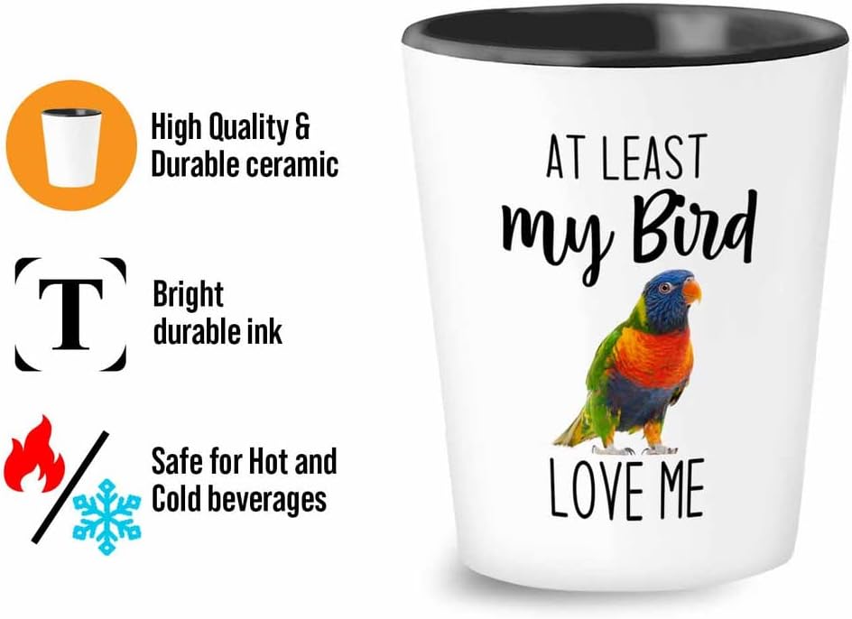 Bird Lover Shot Glass 1.5oz - Bird loves me - Hummingbird Nest Cage Parrot Dad Gardening Outdoor Birdwatcher Feeder