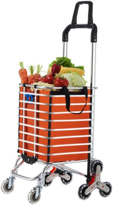 HBJWOV Foldable Shopping Cart Portable Grocery Cart Utility Lightweight Stair Climbing Shopping Carts with Rolling Swivel Wheel