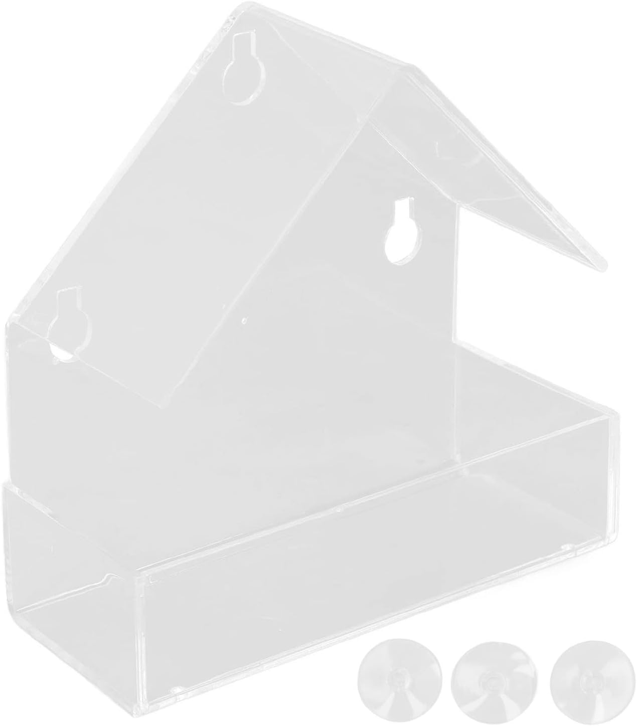 Pilipane Transparent Window Bird Feeder with 3 Strong Suction Cups, Acrylic Bird Feeding Tray for Close Up Bird Watching in Your Farm Garden