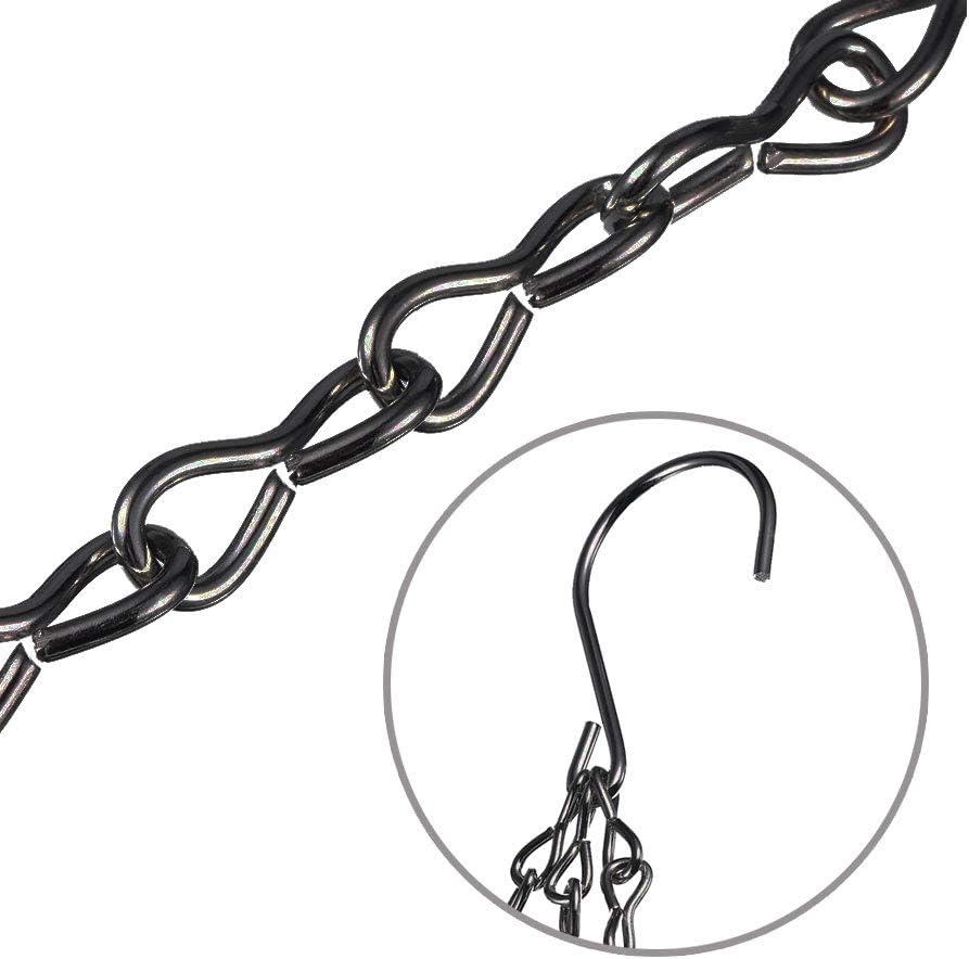 Heybe 4Pack - 24 Inch 4 Leads Hanging Chain with Hooks Flower Pot Chain Replacement Plant Hangers for Bird Feeders, Planters and Lanterns (Black)