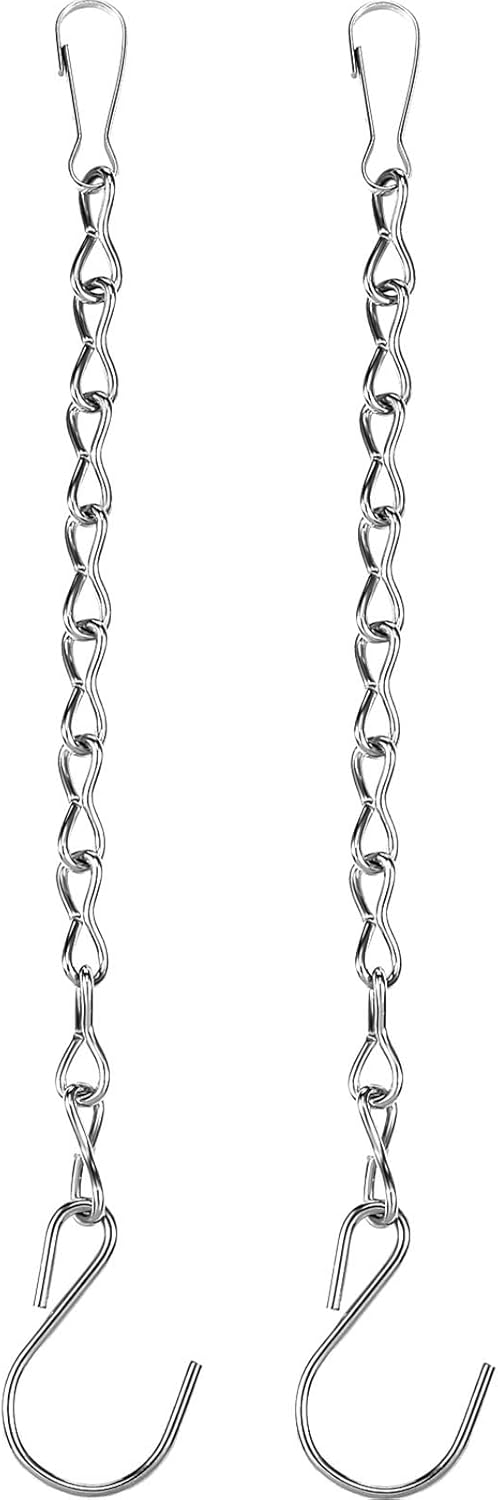 2 Pack Hanging Chain for Bird Feeders, Planters, Lanterns and Ornaments (9.5 Inch, Silver)