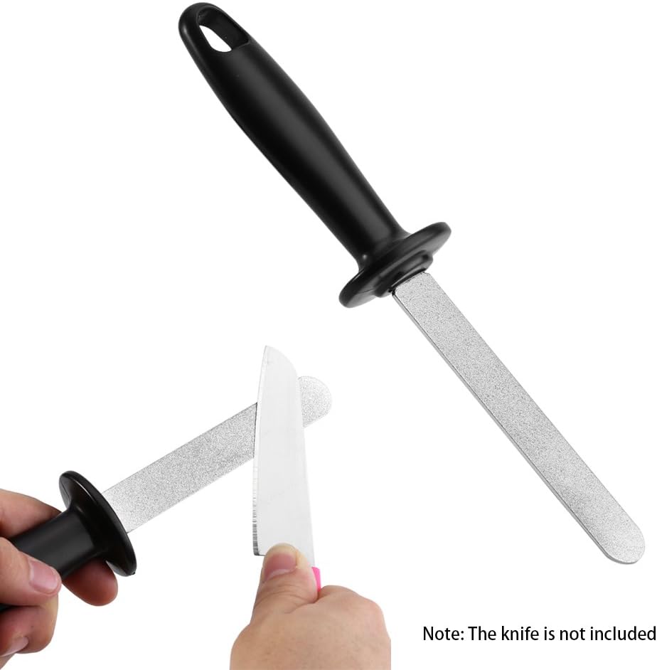 Sharpening Stone File, Garden Tool Sharpener with Plastic Handle Double Sided Knife Sharpener for Garden Outdoor Camping Kitchen
