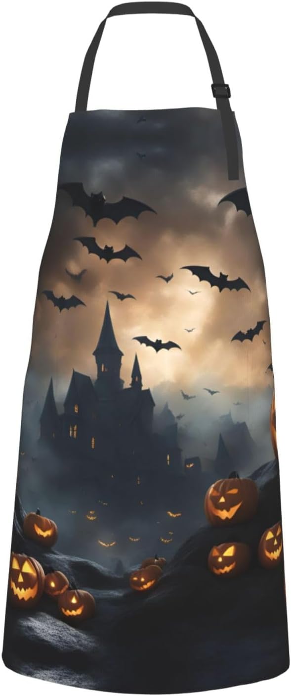 Halloween Flying Bats 3 print Waterproof chef's apron with pocket apro