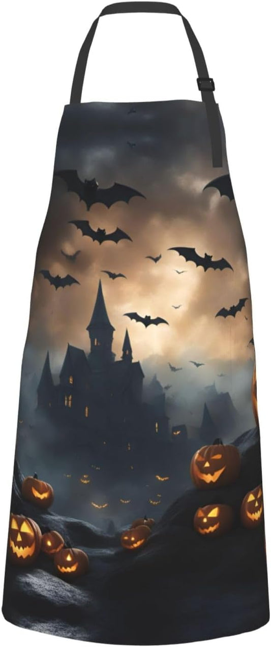 Halloween Flying Bats 3 print Waterproof chef's apron with pocket apron for kitchen cooking baking barbecue and gardening