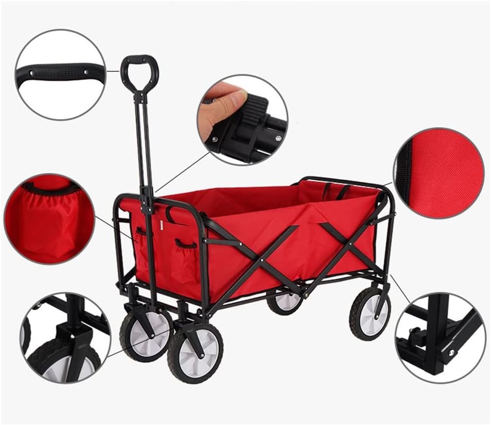 JSEIAJB Portable Utility Wagon Home Garden Wagon Cart with Storage Bas